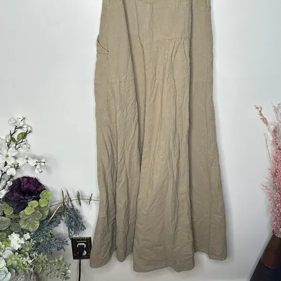 FREE PEOPLE Soledad Maxi Dress Khaki Tan Beige Sz M {3Z26} - Picture 8 of 10